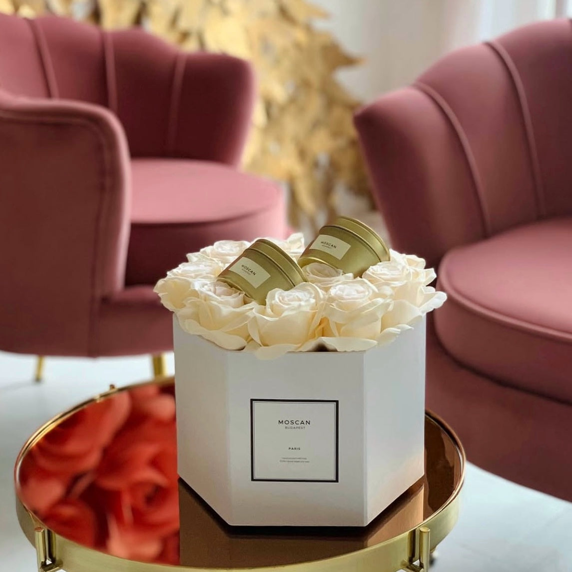 Paris Rose Box with Candles
